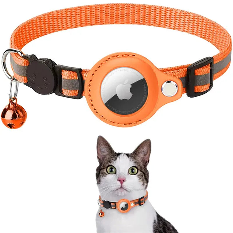 Cat Airtag Holder Collar Breakaway Reflective Strips Adjustable Kitten Collar Waterproof Cat Bell Collar Pet Air Tag Case