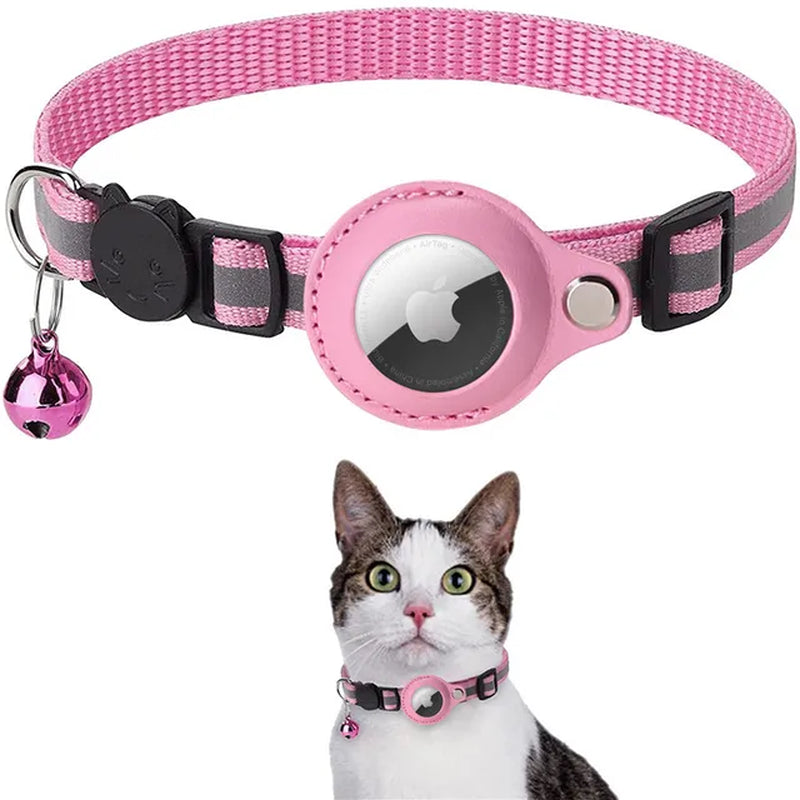 Cat Airtag Holder Collar Breakaway Reflective Strips Adjustable Kitten Collar Waterproof Cat Bell Collar Pet Air Tag Case