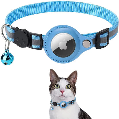 Cat Airtag Holder Collar Breakaway Reflective Strips Adjustable Kitten Collar Waterproof Cat Bell Collar Pet Air Tag Case