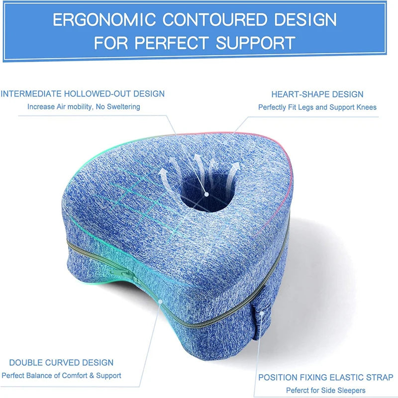 Body Memory Cotton Leg Pillow Home Foam Pillow Sleeping Orthopedic Sciatica Back Hip Joint for Pain Relief Thigh Leg Pad Cushion